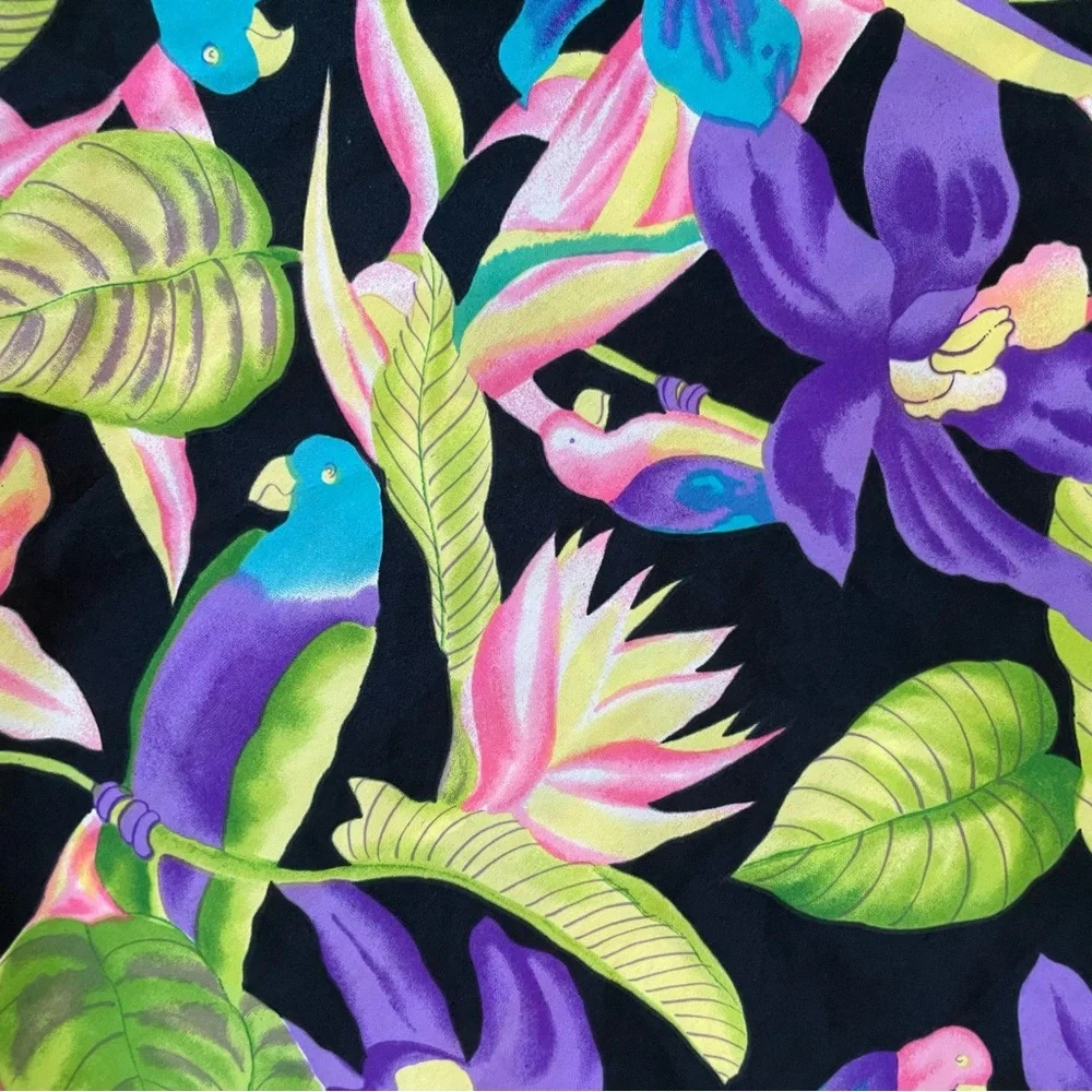 Hilo Hattie Tropical Maxi Skirt in Black with Green and Purple Floral Print - Picture 5 of 5